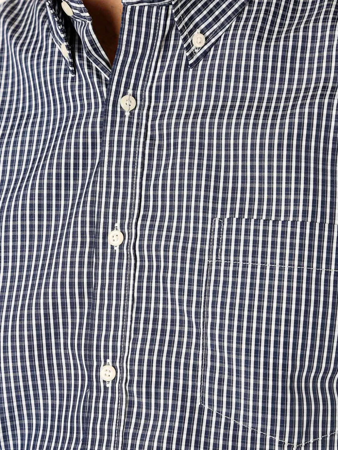 Sky Camicia a quadretti da uomo con maniche lunghe - blu scuro