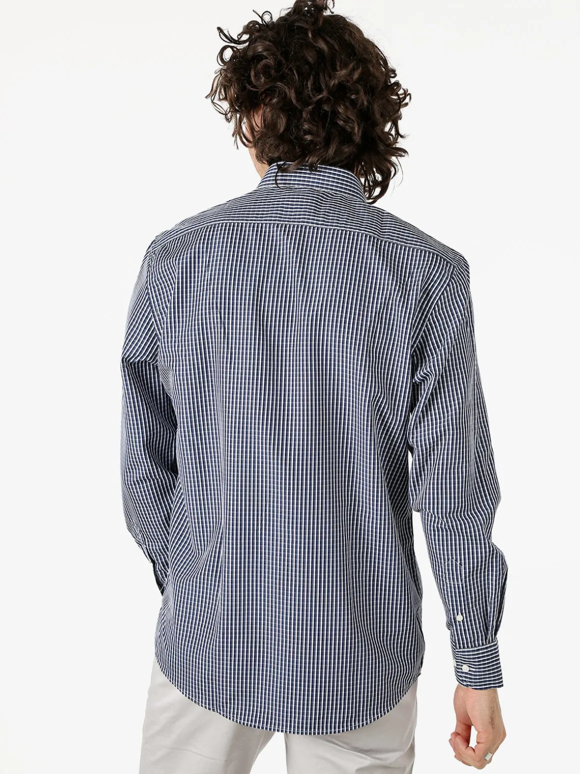 Sky Camicia a quadretti da uomo con maniche lunghe - blu scuro