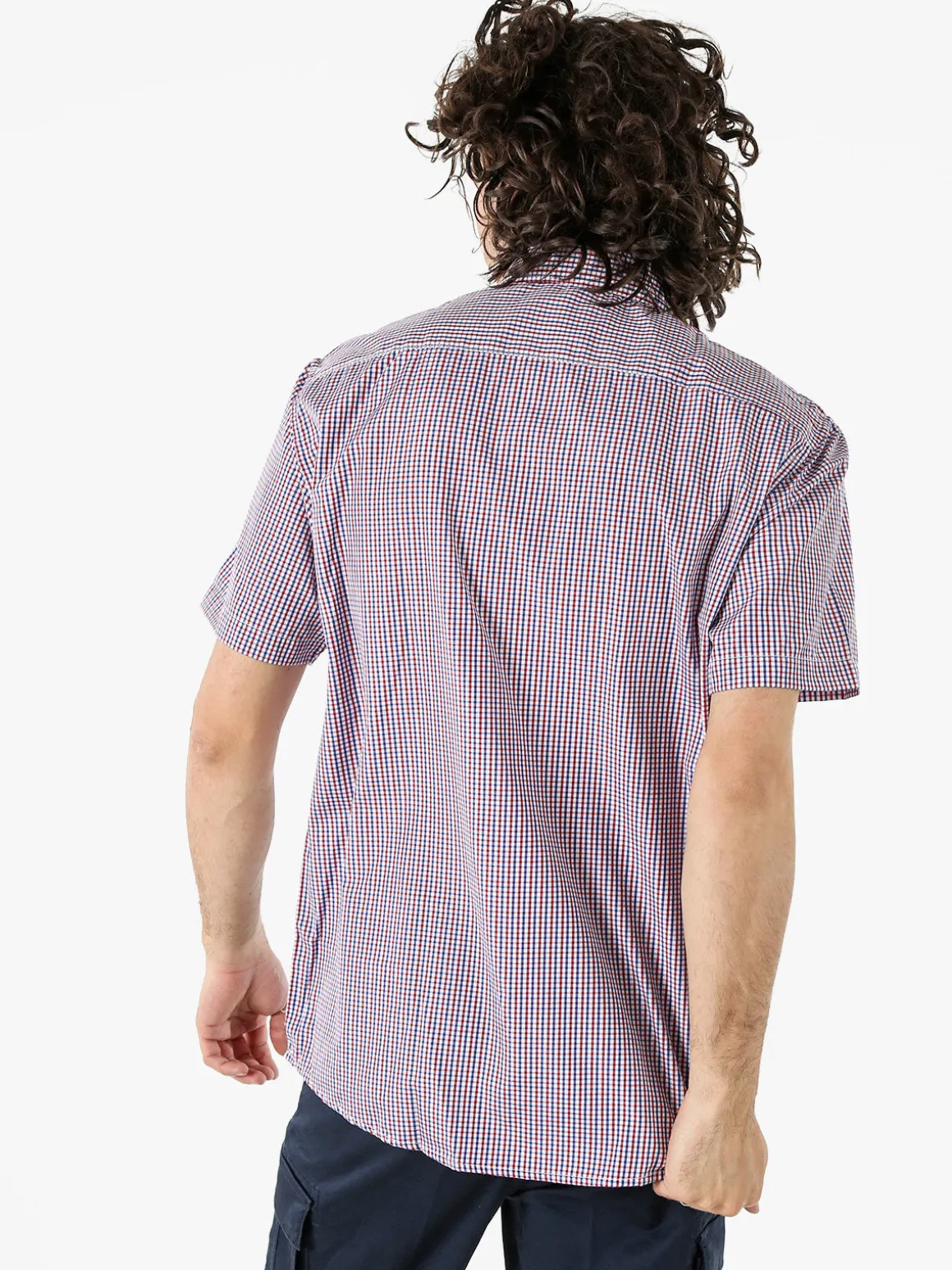 Sky Camicia da uomo a quadretti con maniche corte e taschino - rosso