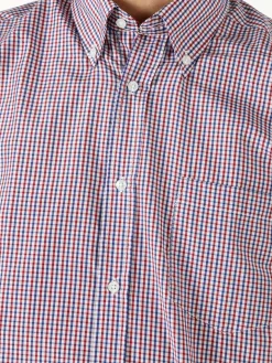 Sky Camicia da uomo a quadretti con maniche corte e taschino - rosso