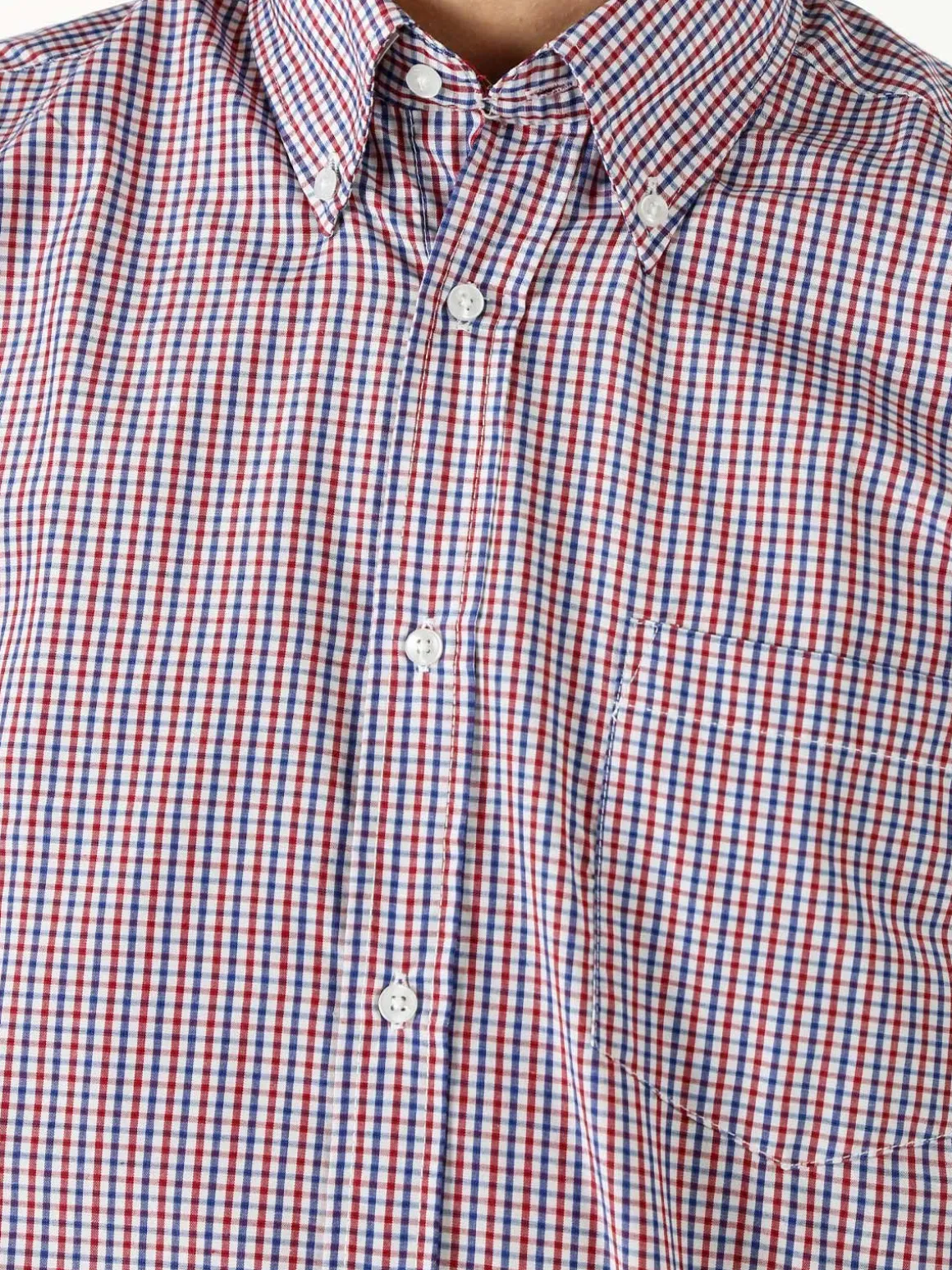 Sky Camicia da uomo a quadretti con maniche corte e taschino - rosso