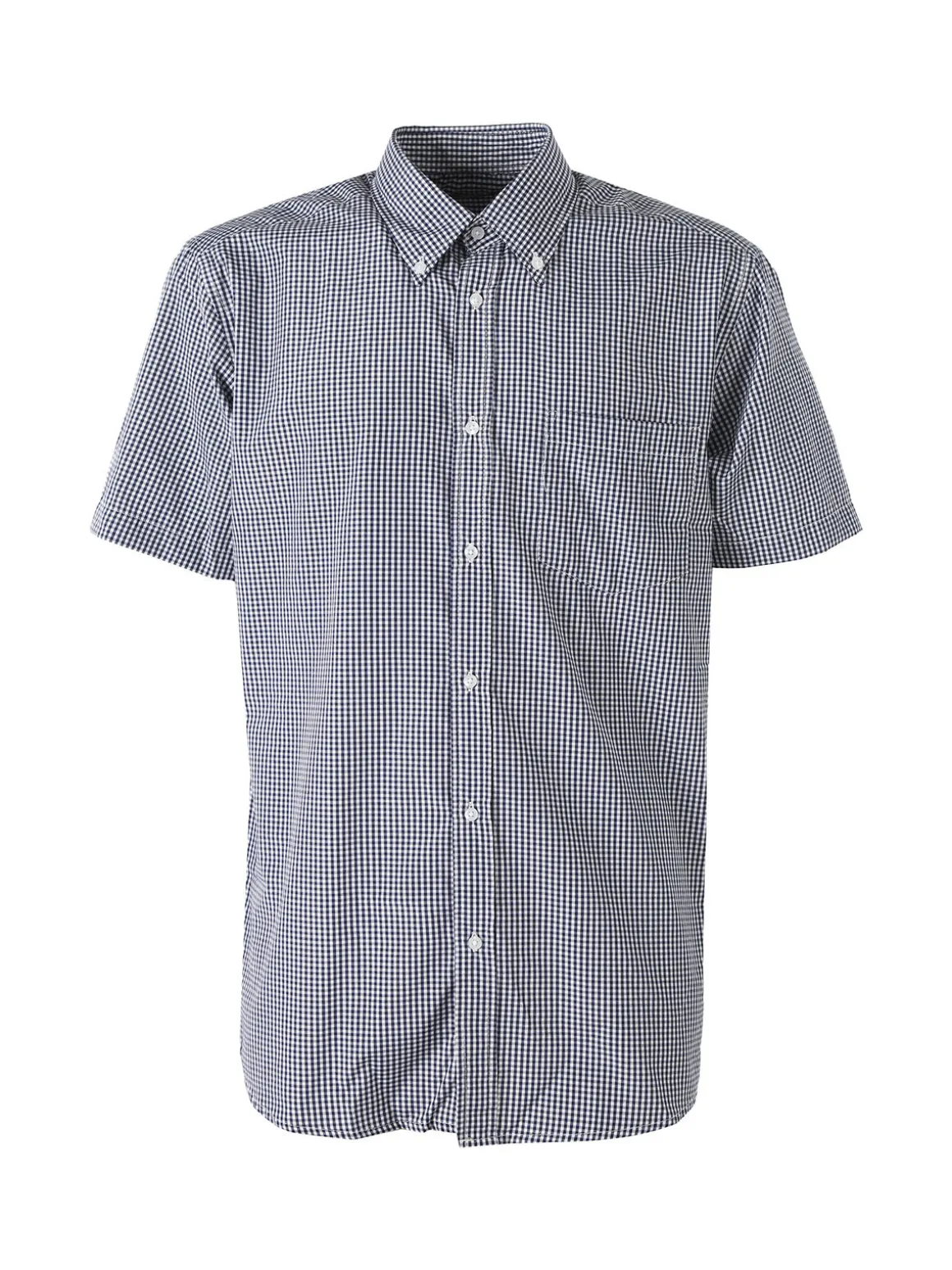 Sky Camicia da uomo a quadretti con maniche corte e taschino - blu scuro
