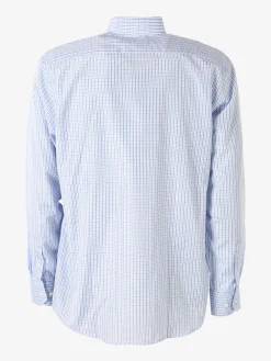 Sky Camicia da uomo a quadretti con maniche lunghe - azzurro