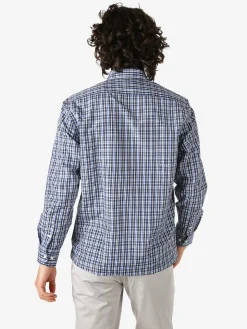 Sky Camicia da uomo a quadretti con maniche lunghe - bluette