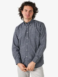 Sky Camicia da uomo a quadretti con maniche lunghe - blu scuro