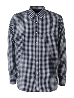 Sky Camicia da uomo a quadretti con maniche lunghe - blu scuro