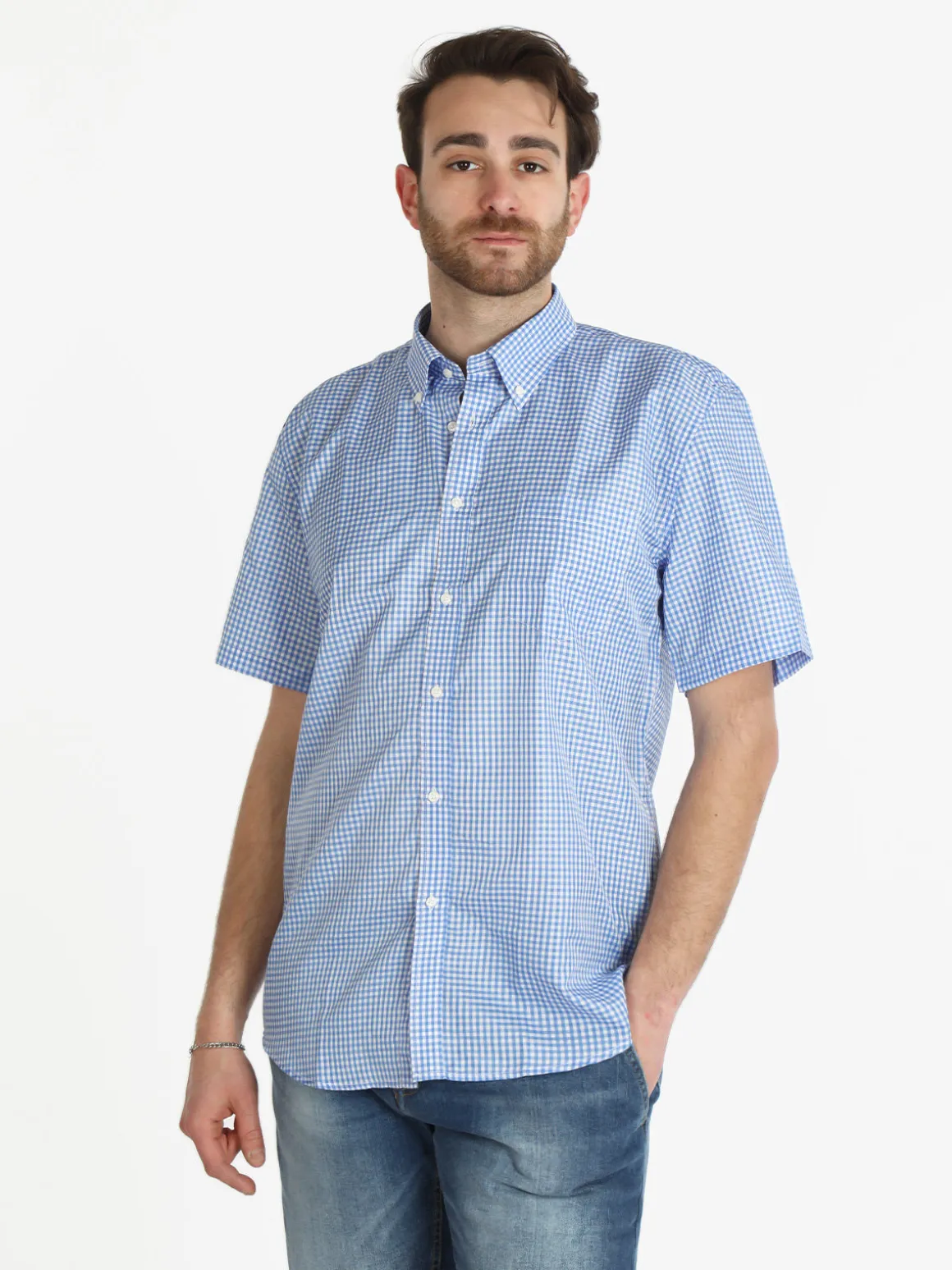 Sky Camicia da uomo manica corta a quadretti