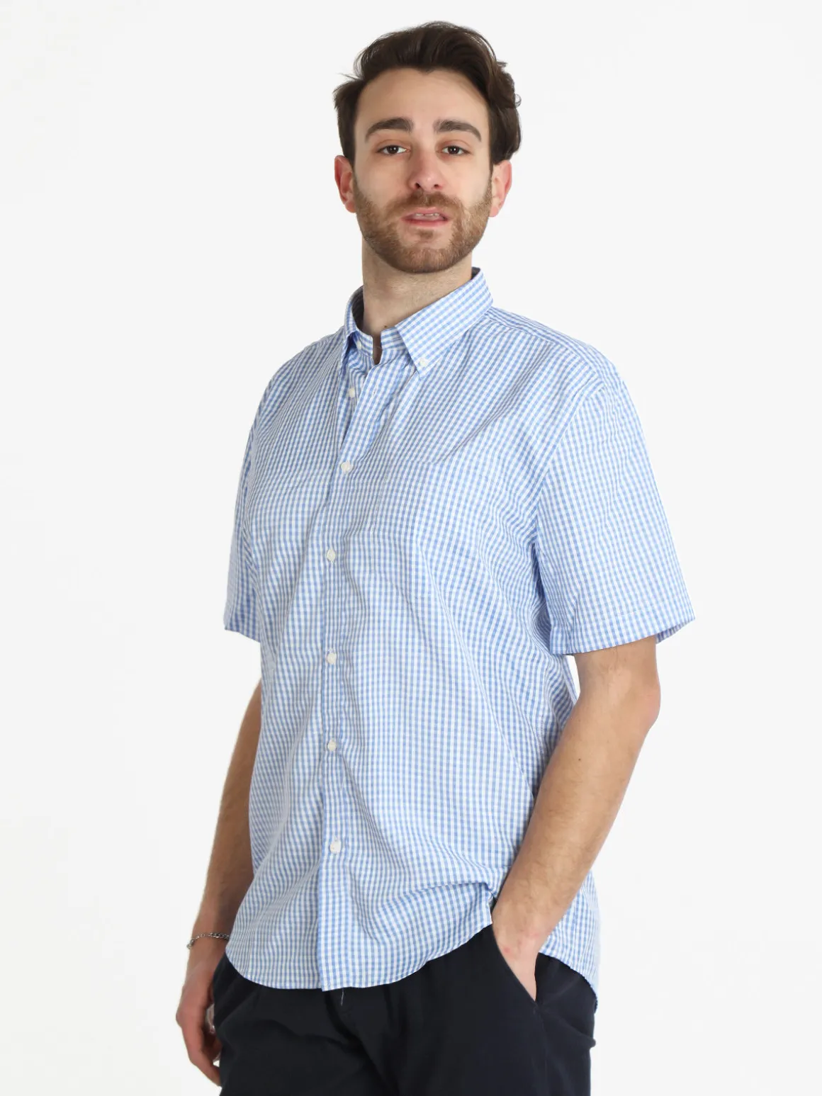 Sky Camicia da uomo manica corta a quadretti