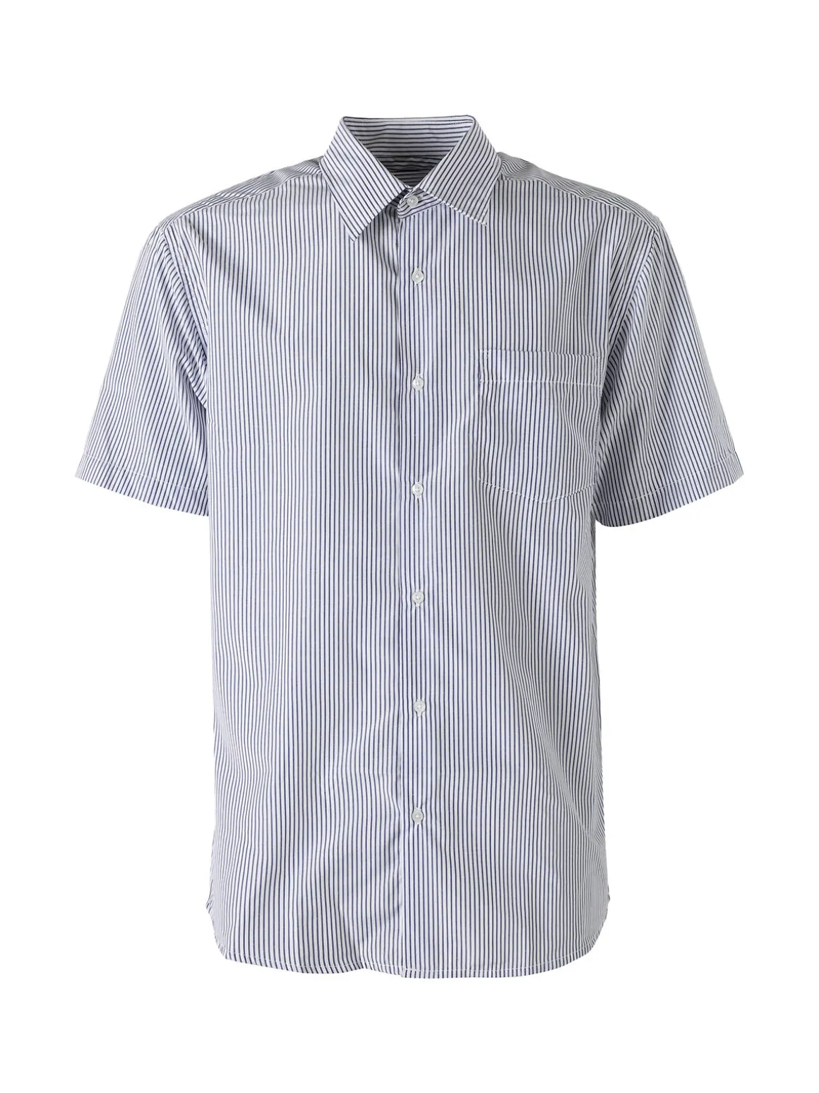 Sky Camicia da uomo rigata a maniche corte con taschino - blu scuro