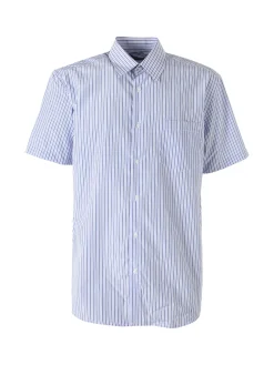 Sky Camicia da uomo rigata a maniche corte con taschino - blu