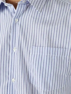 Sky Camicia da uomo rigata a maniche corte con taschino - cielo