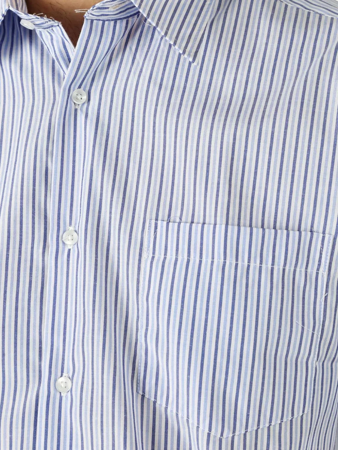 Sky Camicia da uomo rigata a maniche corte con taschino - cielo
