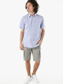 Sky Camicia da uomo rigata a maniche corte con taschino - cielo