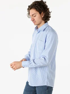 Sky Camicia da uomo rigata a maniche lunghe - azzurro