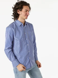 Sky Camicia da uomo rigata a maniche lunghe - bluette
