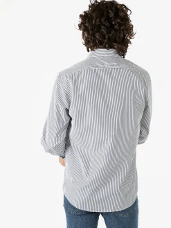 Sky Camicia da uomo rigata a maniche lunghe - blu scuro