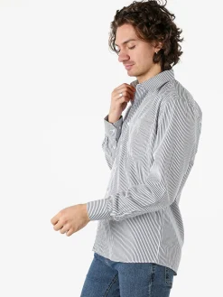Sky Camicia da uomo rigata a maniche lunghe - blu scuro