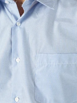 Sky Camicia da uomo rigata a maniche corte con taschino - azzurro