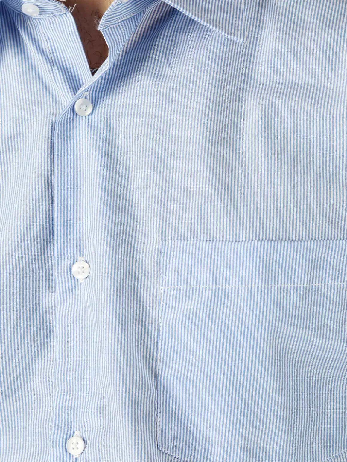 Sky Camicia da uomo rigata a maniche corte con taschino - azzurro