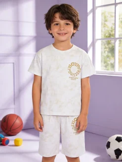 Small Gang Completo corto da bambino con t-shirt e bermuda - beige