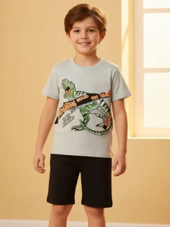 Small Gang Completo da bambino corto in cotone con t-shirt e bermuda - pistacchio