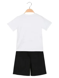 Small Gang Completo da bambino corto in cotone con t-shirt e bermuda - bianco