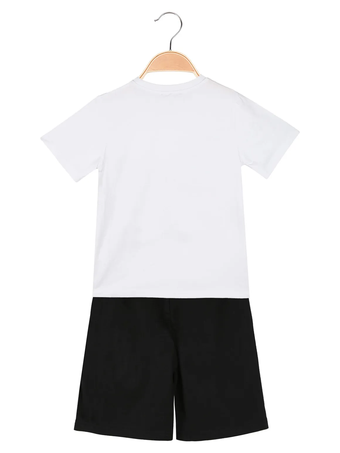 Small Gang Completo da bambino corto in cotone con t-shirt e bermuda - bianco