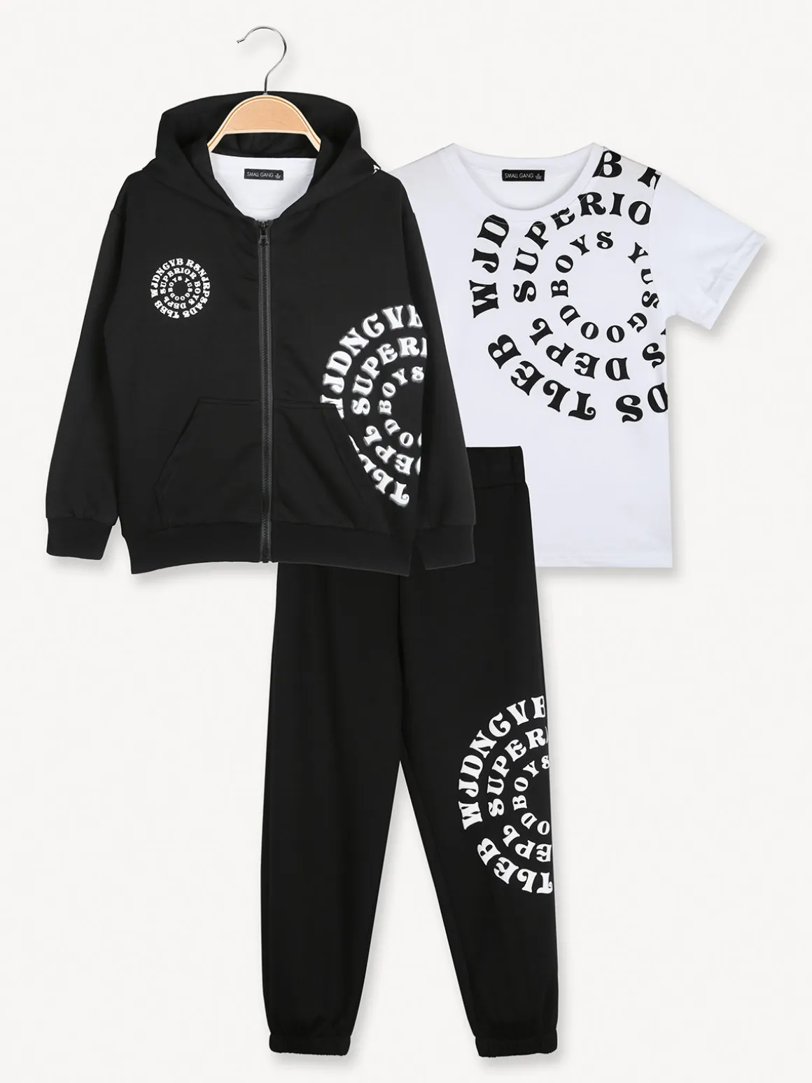 Small Gang Completo tuta da bambino 3 pezzi con cappuccio e zip - nero