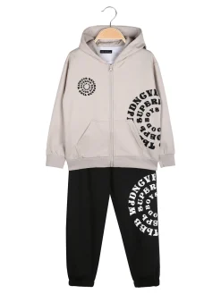 Small Gang Completo tuta da bambino 3 pezzi con cappuccio e zip - beige
