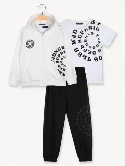 Small Gang Completo tuta da bambino 3 pezzi con cappuccio e zip - bianco
