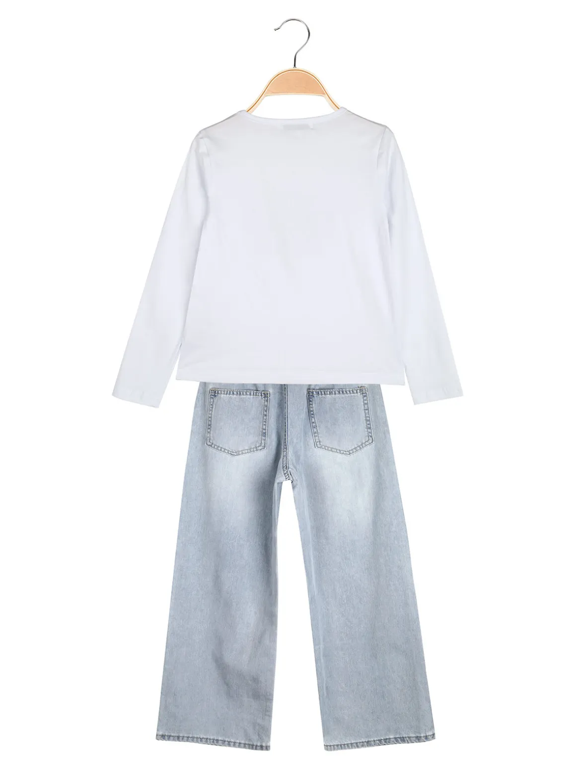Smile Yes Completo 2 pezzi da bambina con t-shirt e jeans a gamba larga - acqua marina