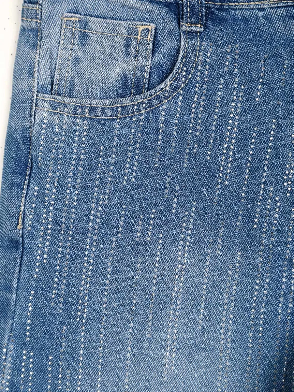 Smile Yes Jeans da bambina a gamba larga con strass - blu