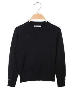 Smile Yes Pullover da bambina in maglia con taschini sul fondo