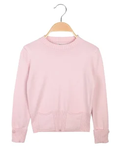 Smile Yes Pullover da bambina in maglia con taschini sul fondo