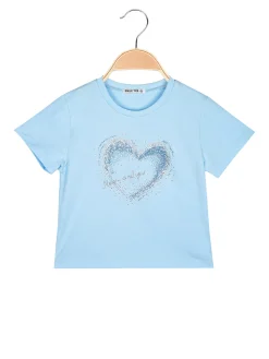 Smile Yes T-shirt cropped da bambina con cuore di strass