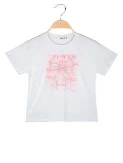 Smile Yes T-shirt da bambina con stampa fiocco e strass
