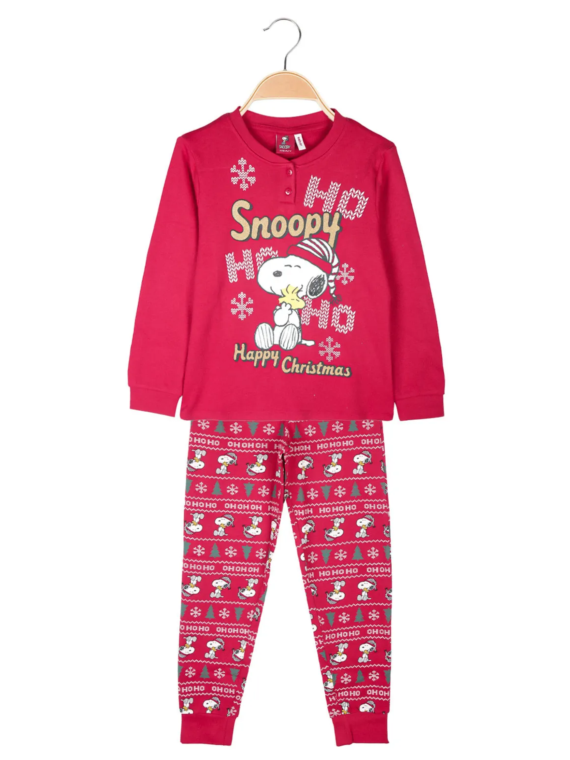 Snoopy Pigiama natalizio da bambina in cotone interlock