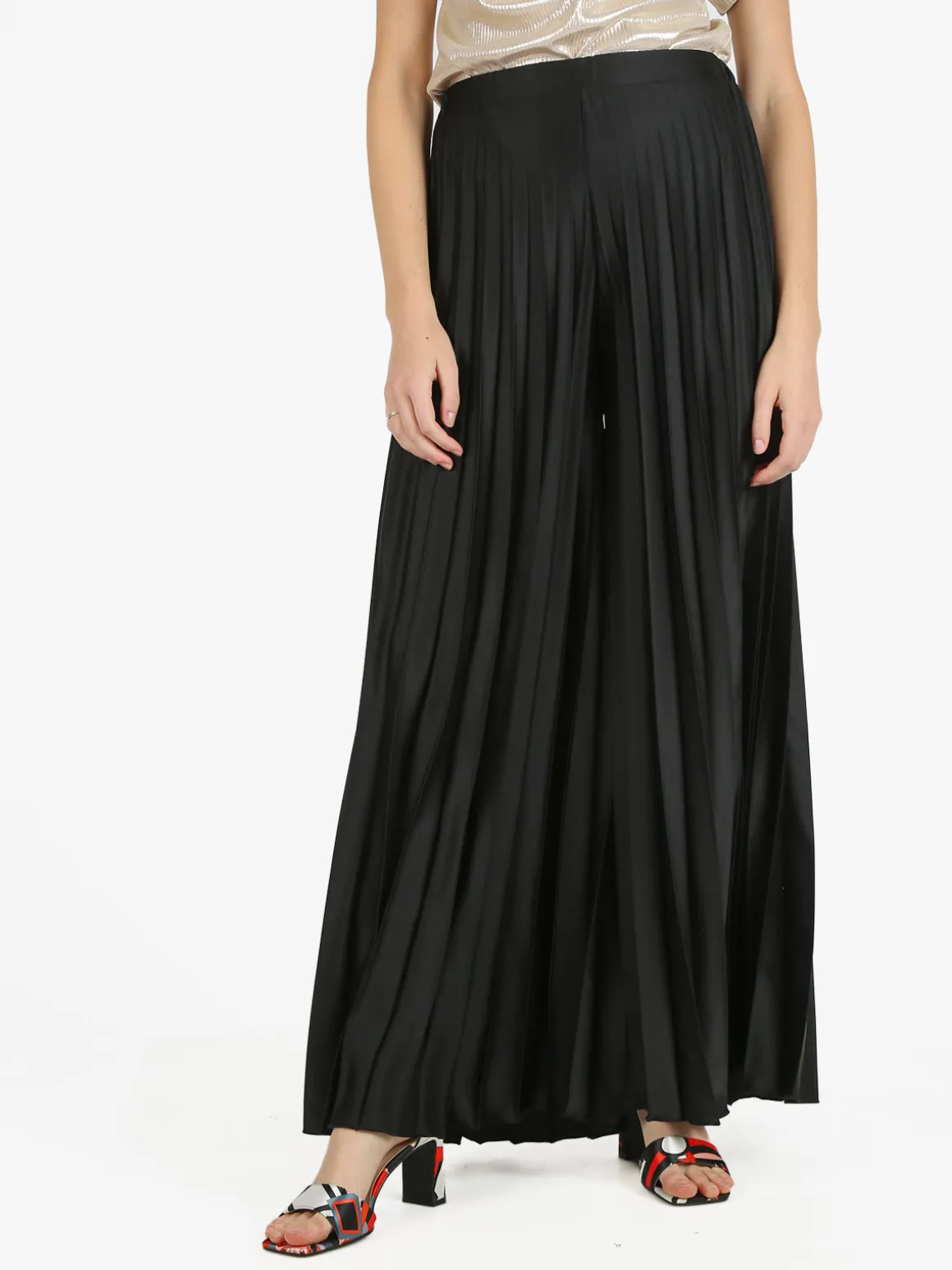 Sofy'S Chic Pantaloni donna plissettati a gamba larga