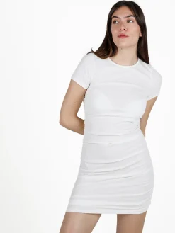 Sofy'S Chic Vestito donna mini arricciato a maniche corte