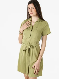 Solada Abito a camicia da donna con maniche corte e bottoni - oliva