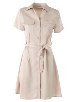 Solada Abito a camicia da donna con maniche corte e bottoni - khaki