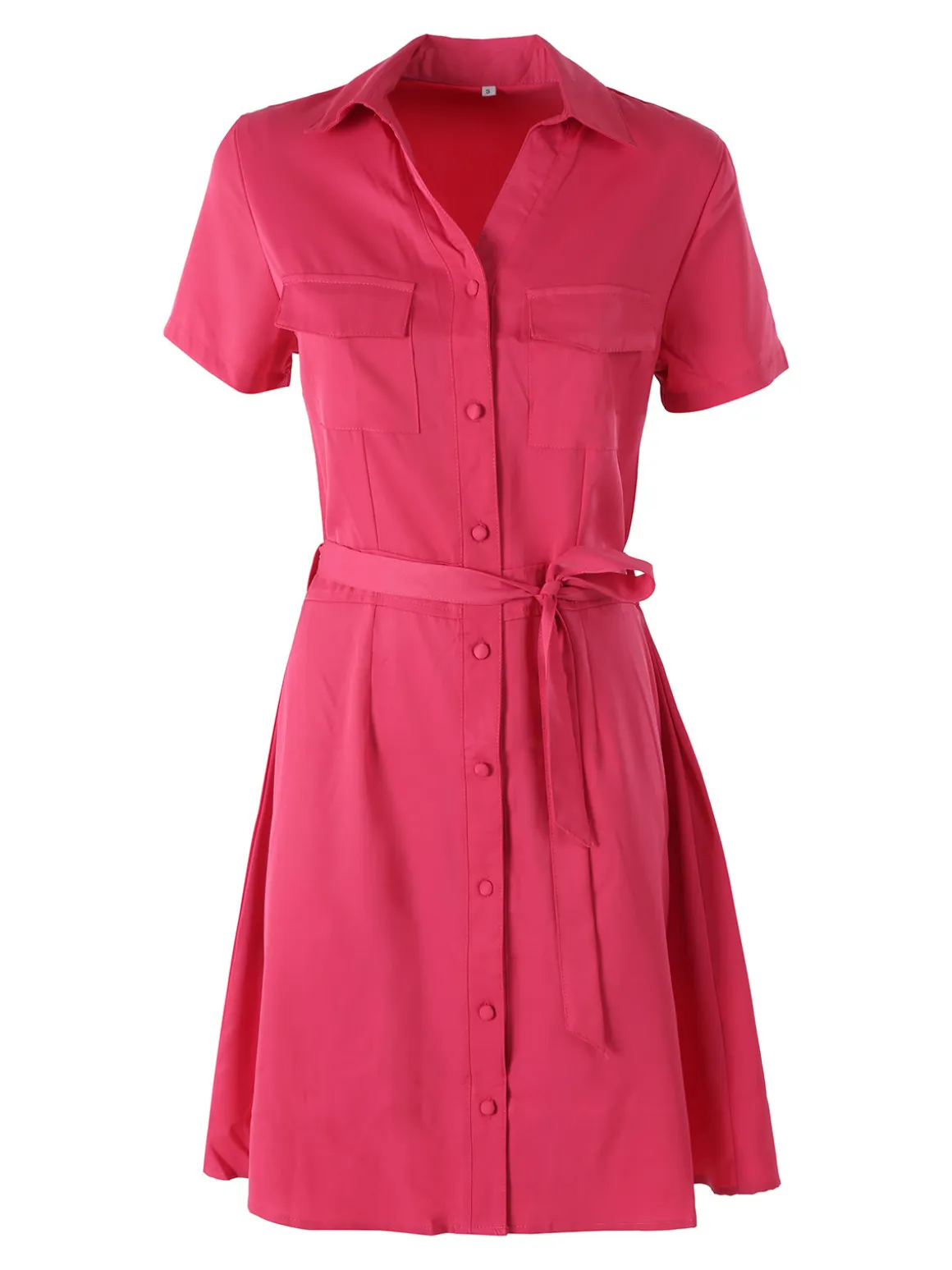 Solada Abito a camicia da donna con maniche corte e bottoni - fucsia