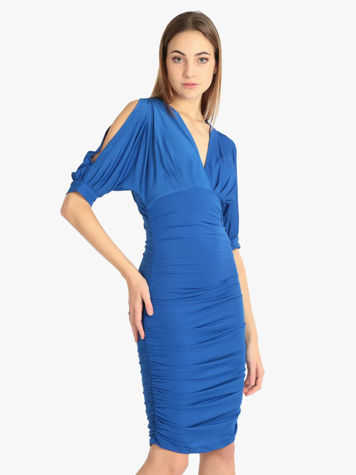 Solada Abito con manica corta donna drappeggiato