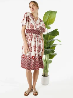 Solada Abito donna a maniche corte con scollo V - bordeaux