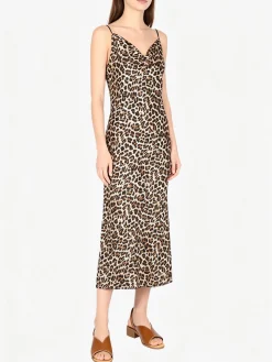 Solada Abito donna animalier con scollo a cascata e spalline sottili - multicolore
