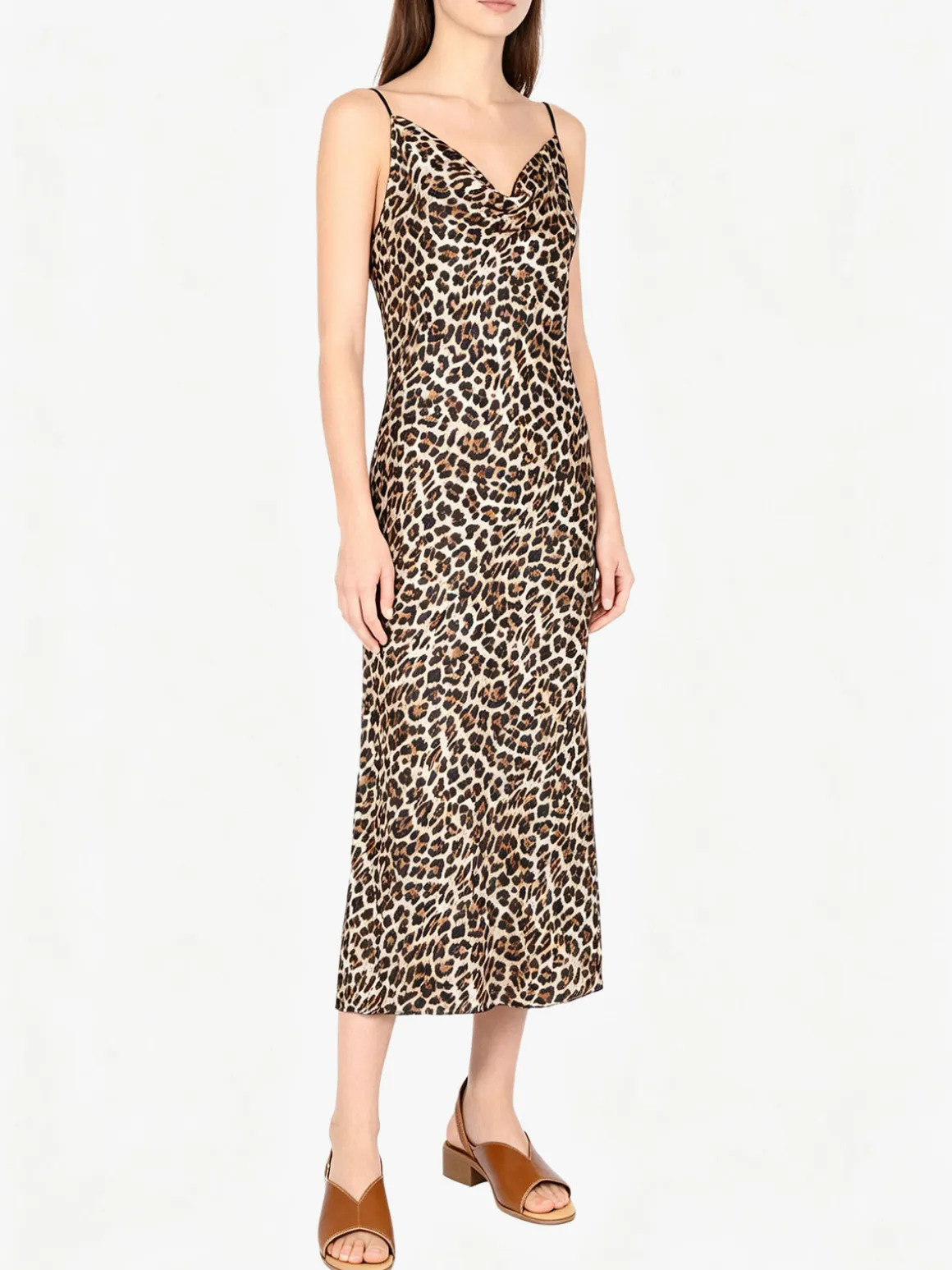Solada Abito donna animalier con scollo a cascata e spalline sottili - multicolore