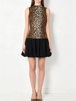 Solada Abito donna animalier senza maniche con gonna a palloncino - multicolore
