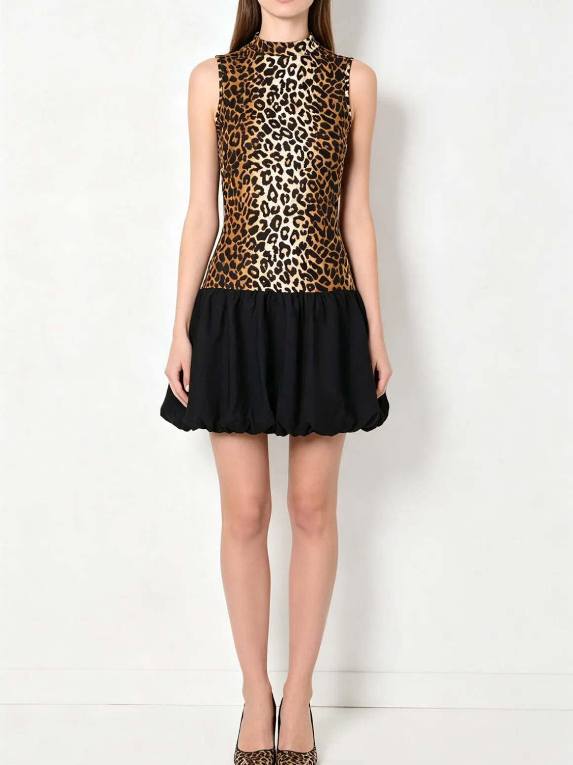 Solada Abito donna animalier senza maniche con gonna a palloncino - multicolore