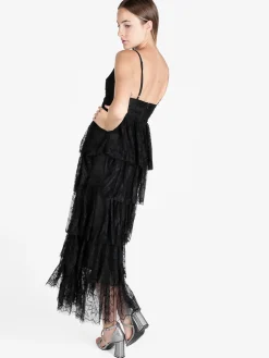 Solada Abito donna elegante in pizzo con balze