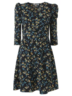 Solada Abito donna floreale con maniche 3/4 a sbuffo - multicolore